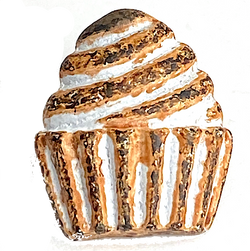 SALE - Cupcake Button Copper/White 11/16", Shank Back Metal #SWC-72
