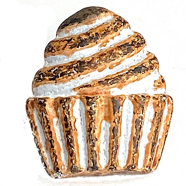 SALE - Cupcake Button Copper/White 11/16", Shank Back Metal #SWC-72