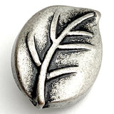 SALE - Chubby Leaf Silver Metal Button 11/16" Shank Back #SWC-70
