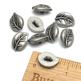 SALE - Chubby Leaf Silver Metal Button 11/16" Shank Back #SWC-70