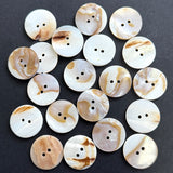 Re-Stocked, 15/16" Butterscotch-Honey-White-Taupe Iridescent Pearl Shell 2-Hole Buttons, 23mm, Pack of 25,   Item # LP-72-25