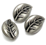 SALE - Chubby Leaf Silver Metal Button 11/16" Shank Back #SWC-70