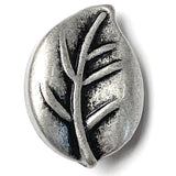 SALE - Chubby Leaf Silver Metal Button 11/16" Shank Back #SWC-70