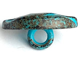 SALE, Teal Chubby Leaf Button, 11/16" Shank Back  #SWC-52