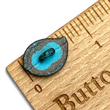 SALE, Teal Chubby Leaf Button, 11/16" Shank Back  #SWC-52