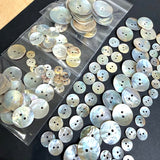 BULK MOONRISE SHELL DEAL 140 Buttons, 20 Per Size, 7 Sizes, 3/8"-1", Natural Mother of Pearl, Thin, Glowing  # LP-134