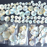 BULK MOONRISE SHELL DEAL 140 Buttons, 20 Per Size, 7 Sizes, 3/8"-1", Natural Mother of Pearl, Thin, Glowing  # LP-134
