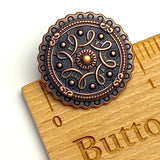 SALE, Copper/Black Celtic Mandala Button 1" Shank Back #SWC-36