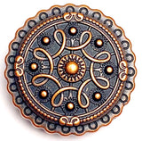 SALE, Copper/Black Celtic Mandala Button 1" Shank Back #SWC-36