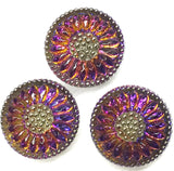 Purple/Orange/Magenta Czech Glass Daisy 3/4" #CZ-203-B