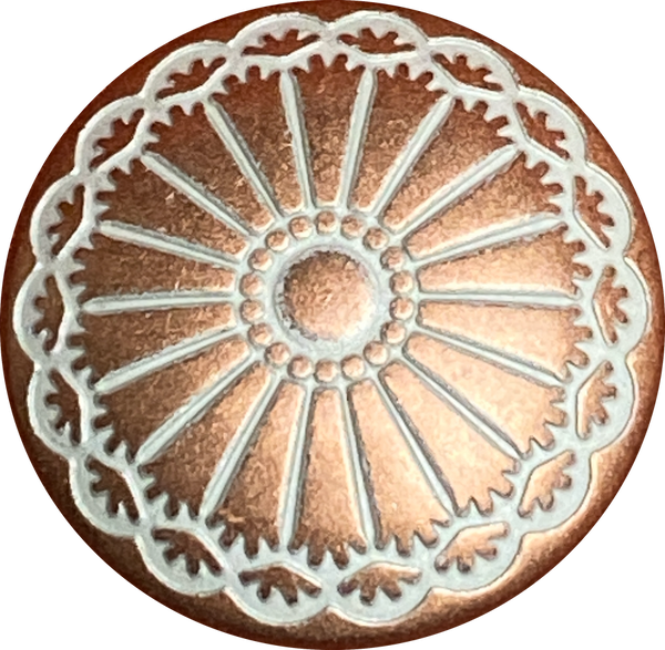 Southwest Sunflower Copper / White Metal Button 13/16" 20mm, Shank, #SWC-8