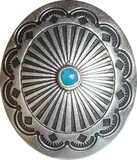 Blue Bead Agave Scallop Oval 1-1/2" with "Turquoise" / Shank Back, Nickel Silver 1.5" x 1.25"  #SW-245