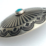 Blue Bead Agave Scallop Oval 1-1/2" with "Turquoise" / Shank Back, Nickel Silver 1.5" x 1.25"  #SW-245
