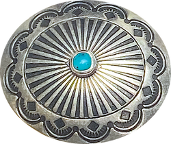 Blue Bead Agave Scallop Oval 1-1/2" with "Turquoise" / Shank Back, Nickel Silver 1.5" x 1.25"  #SW-245