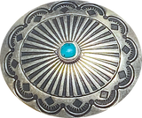 Blue Bead Agave Scallop Oval 1-1/2" with "Turquoise" / Shank Back, Nickel Silver 1.5" x 1.25"  #SW-245