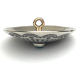 Blue Bead Agave Scallop Oval 1-1/2" with "Turquoise" / Shank Back, Nickel Silver 1.5" x 1.25"  #SW-245
