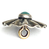 Blue Bead Umbrella Repousse 3/4" w. "Turquoise" Shank Back Button   #SW-71
