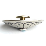 Southwest Zinnia 1-1/4" with 'Turquoise' USA-Made Large Screw-Back Concho Nickel Silver  #SW-219