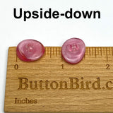 Pink Streaks Peppermint Glass Buttons, Oval Shape, No Two Alike, 1/2"-9/16" x 5/8" Self Shank #SK-995