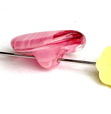 Pink Streaks Peppermint Glass Buttons, Oval Shape, No Two Alike, 1/2"-9/16" x 5/8" Self Shank #SK-995