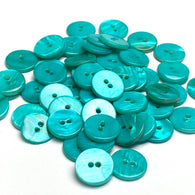 Teal/Bright Turquoise Shell 7/16", Pack of 30 Buttons, 11.5mm, #LP-133