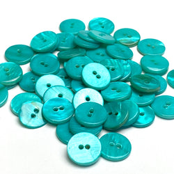 Teal/Bright Turquoise Shell 7/16", Pack of 30 Buttons, 11.5mm, #LP-133