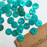 Teal/Bright Turquoise Shell 7/16", Pack of 30 Buttons, 11.5mm, #LP-133