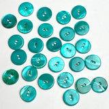 Teal/Bright Turquoise Shell 7/16", Pack of 30 Buttons, 11.5mm, #LP-133