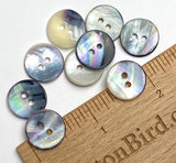 SALE - NINE Indigo/Cream 5/8" Natural Blue Mussel Shell Buttons, Pack of NINE Mermaid's Indigo  #23-92
