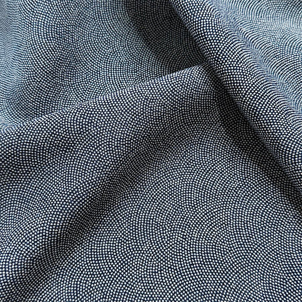 Blue Waves Tiny Edo Komon Print Vintage Kimono Chirimen Silk Crepe from Japan By the Yard   #846
