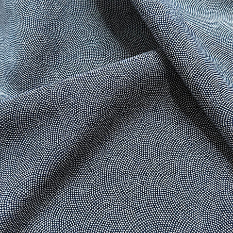 Blue Waves Tiny Edo Komon Print Vintage Kimono Chirimen Silk Crepe from Japan By the Yard   #846