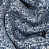 Blue Waves Tiny Edo Komon Print Vintage Kimono Chirimen Silk Crepe from Japan By the Yard   #846