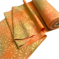 Orange-Olive Batik-Jacquard Bokashi Blends Chrysanthemums Vintage Kimono Silk from Japan By the Yard   #847