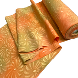 Orange-Olive Batik-Jacquard Bokashi Blends Chrysanthemums Vintage Kimono Silk from Japan By the Yard   #847