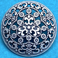 SALE, 1" Garden Dance, Lace-Look Silver Metal, Shank Back Button 26mm,  #SWC-141