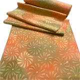 Orange-Olive Batik-Jacquard Bokashi Blends Chrysanthemums Vintage Kimono Silk from Japan By the Yard   #847
