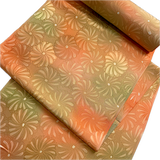 Orange-Olive Batik-Jacquard Bokashi Blends Chrysanthemums Vintage Kimono Silk from Japan By the Yard   #847