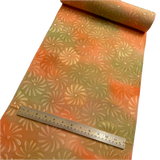 Orange-Olive Batik-Jacquard Bokashi Blends Chrysanthemums Vintage Kimono Silk from Japan By the Yard   #847