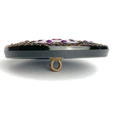 Purple/Purple/Black Sacred Flower Handpainted Czech Lacy Glass 1-1/4", Susan Clarke #SC-517