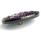 Purple/Purple/Black Sacred Flower Handpainted Czech Lacy Glass 1-1/4", Susan Clarke #SC-517