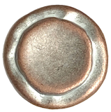 Re-Stocked, Rustic Roundish Copper-White 9/16"-5/8" Mottled, Rimmed Smaller Size Shank Button #SWC-92