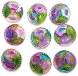 Hand Painted Lotus Flower Czech Glass Button by Susan Clarke, Lavender 1-1/16" OOAK  #SC256-C