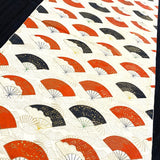 Japanese Fans with Gold/Ecru Vintage Kimono Silk Piece from Japan 14" x 48"   #5290