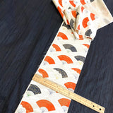 Japanese Fans with Gold/Ecru Vintage Kimono Silk Piece from Japan 6.5" x 80"   #5290