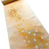 Golden Light Floral Bouquet Print, Vintage Lustrous Kimono Silk from Japan By the Yard   #849