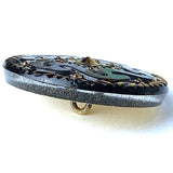 SALE Black/Gold Czech Glass Button 1-1/16", Lacy Glass by Susan Clarke  #SC1519C