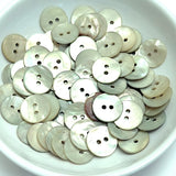 Pastel Greenish Mother of Pearl Agoya Low-Shine Shell 5/8" 2-hole Button, 15mm Pack of 8  #SK-1215-8