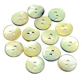 Pastel Greenish Mother of Pearl Agoya Low-Shine Shell 5/8" 2-hole Button, 15mm Pack of 8  #SK-1215-8