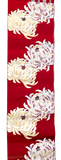 WHOLE BOLT OF OBI SILK, Gold Mums with Cranberry, Stiff Ornate Heavy Thick Silk from Japan, 5 Yards #533