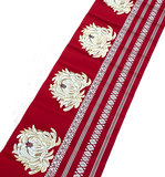 WHOLE BOLT OF OBI SILK, Gold Mums with Cranberry, Stiff Ornate Heavy Thick Silk from Japan, 5 Yards #533
